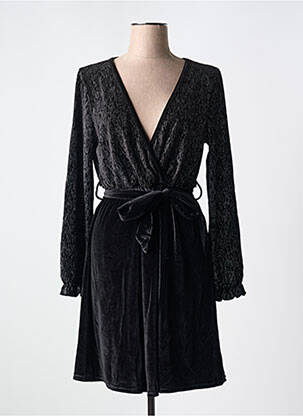 Robe courte manches longues manches longues noir LILIE ROSE femme