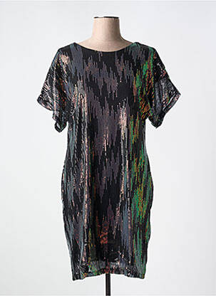 Robe courte manches courtes manches courtes noir LILIE ROSE femme