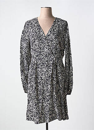Robe mi-longue imprimé fantaisie manches longues noir B.YOUNG femme