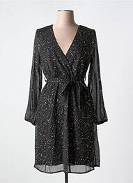 Robe mi-longue manches longues manches longues noir LILIE ROSE femme
