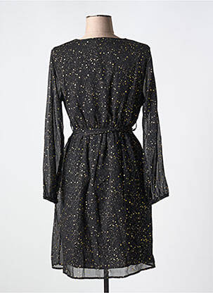Robe mi-longue manches longues manches longues noir LILIE ROSE femme