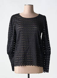 Top coupe cintrée manches longues noir FRANSA femme