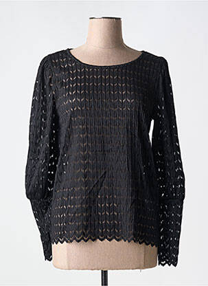 Top coupe cintrée manches longues noir FRANSA femme
