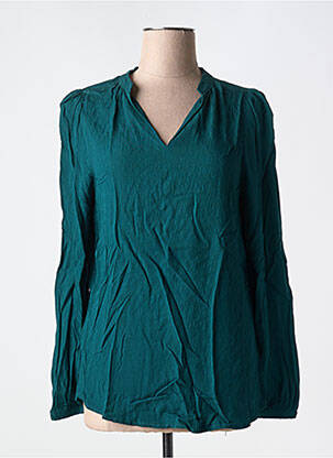 Blouse tissage popeline manches longues vert FRANSA femme