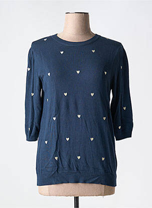 Pull stretch manches 3/4 bleu ICHI femme