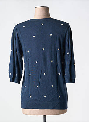 Pull stretch manches 3/4 bleu ICHI femme
