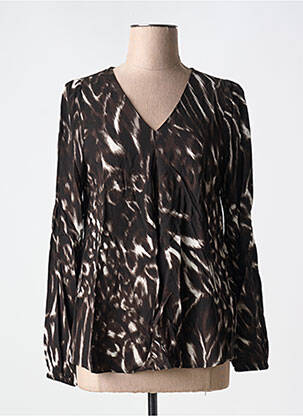 Blouse tissage popeline manches longues marron FRANSA femme