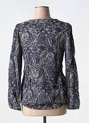 Blouse tissage popeline manches longues bleu FRANSA femme