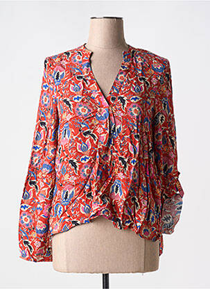 Blouse imprimé fleurs manches longues orange VERO MODA femme