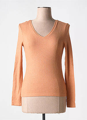 Pull col v manches longues orange VERO MODA femme