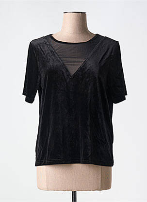 Top stretch manches courtes noir ICHI femme