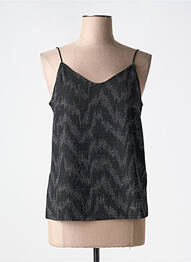 Top coupe cintrée fines bretelles noir ICHI femme