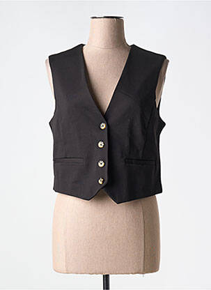 Gilet sans manche fausses poches noir ICHI femme