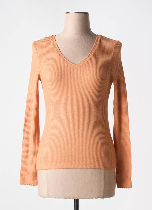 Pull col v manches longues orange VERO MODA femme