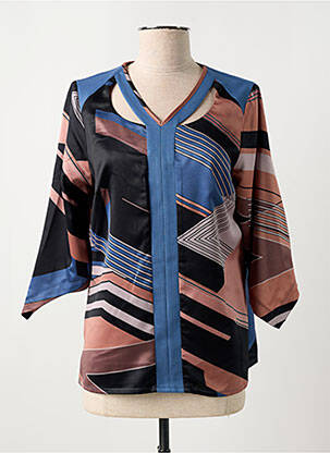 Blouse imprimé fantaisie manches 3/4 bleu GREGORY PAT femme