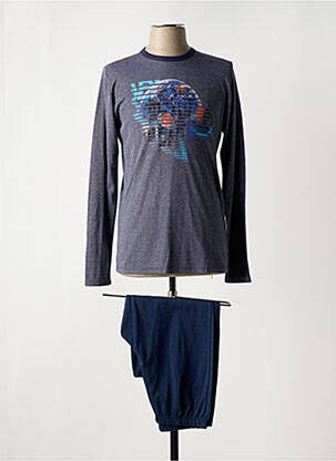 Pyjama col rond bleu MASSANA homme