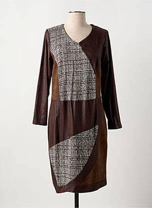 Robe mi-longue manches longues manches longues marron MERI & ESCA femme