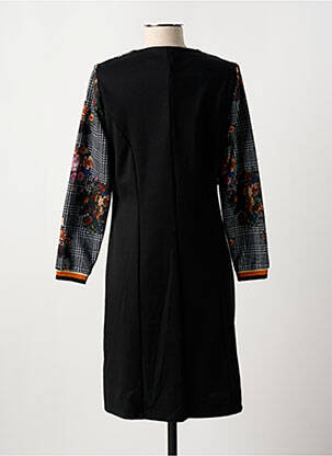 Robe mi-longue imprimé fleurs manches longues noir GUY DUBOUIS femme