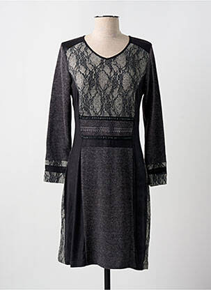 Robe mi-longue manches longues manches longues gris GUY DUBOUIS femme