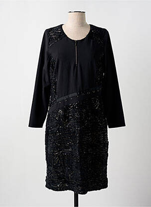 Robe mi-longue manches longues manches longues noir GUY DUBOUIS femme
