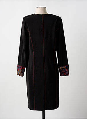 Robe mi-longue imprimé fantaisie manches longues noir GUY DUBOUIS femme