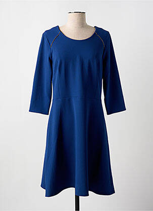Robe mi-longue manches 3/4 manches 3/4 bleu FRANCE RIVOIRE femme