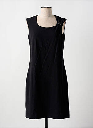 Robe mi-longue tissage crêpe sans manche noir GUY DUBOUIS femme