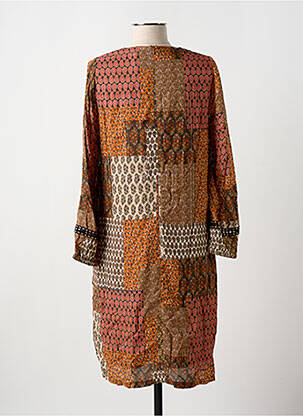 Robe mi-longue imprimé fleurs manches longues orange MERI & ESCA femme