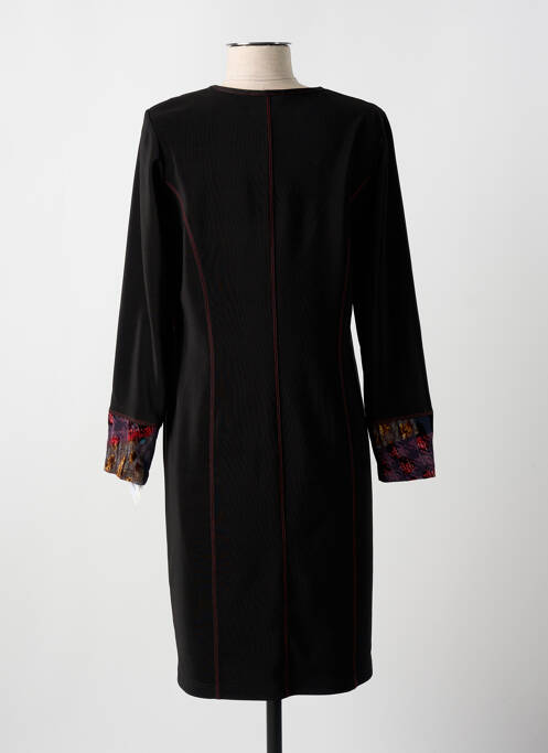 Robe mi-longue imprimé fantaisie manches longues noir GUY DUBOUIS femme