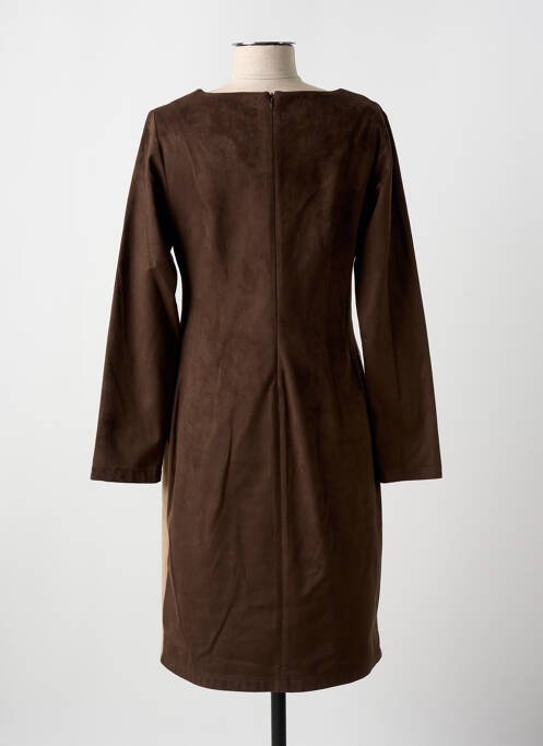 Robe mi-longue manches longues manches longues marron GUY DUBOUIS femme