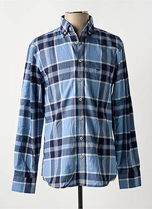 Chemise manches longues imprimé carreaux bleu FYNCH-HATTON homme