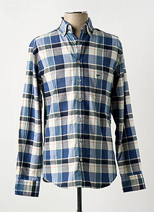 Chemise manches longues imprimé carreaux bleu FYNCH-HATTON homme