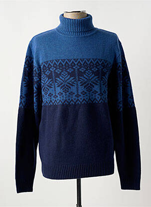 Pull col roulé maille tricot manches longues bleu FYNCH-HATTON homme