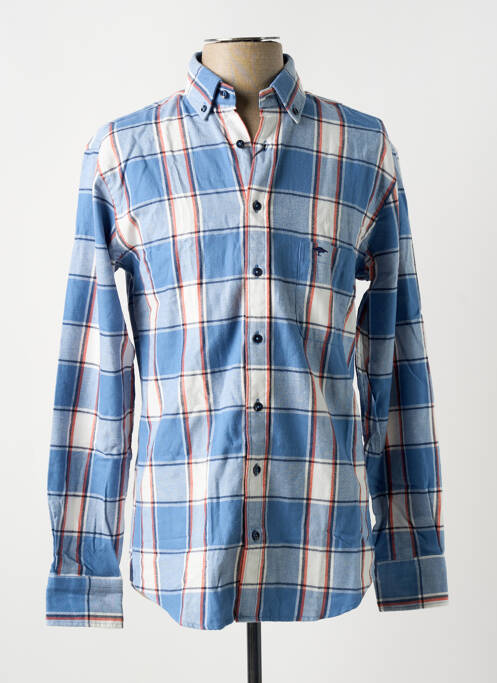 Chemise manches longues imprimé carreaux bleu FYNCH-HATTON homme