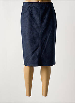 Jupe mi-longue coupe droite bleu GUY DUBOUIS femme