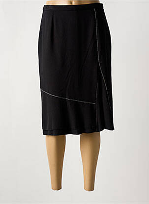 Jupe mi-longue coupe droite évasée sur le bas noir GUY DUBOUIS femme