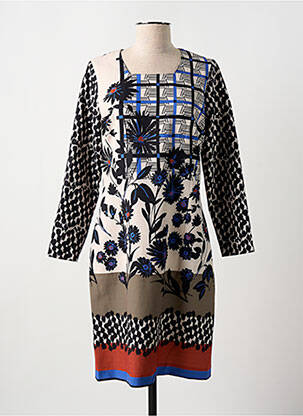 Robe mi-longue imprimé fantaisie manches longues noir MERI & ESCA femme