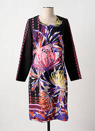 Robe mi-longue imprimé fantaisie manches longues noir MERI & ESCA femme