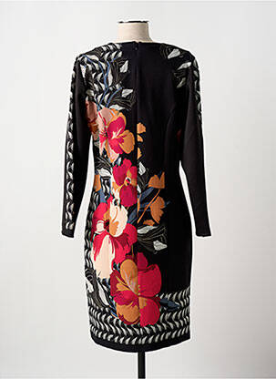 Robe mi-longue imprimé fleurs manches longues noir GUY DUBOUIS femme
