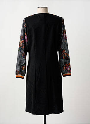 Robe mi-longue imprimé fantaisie manches longues noir GUY DUBOUIS femme