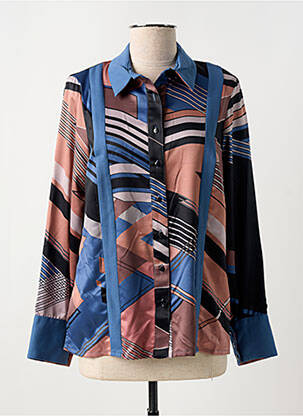 Chemisier tissage crêpe manches longues bleu GREGORY PAT femme