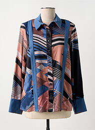 Chemisier tissage crêpe manches longues bleu GREGORY PAT femme