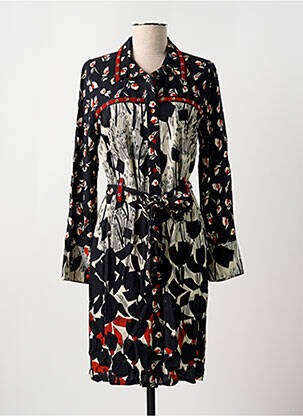 Robe mi-longue imprimé fleurs manches longues noir MERI & ESCA femme
