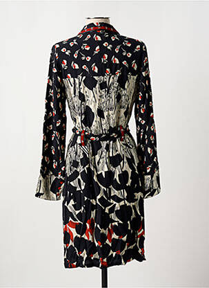 Robe mi-longue imprimé fleurs manches longues noir MERI & ESCA femme