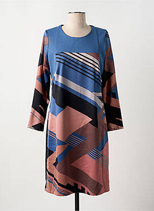 Robe mi-longue manches longues manches longues bleu GREGORY PAT femme