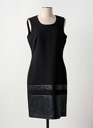 Robe mi-longue tissage crêpe sans manche noir GREGORY PAT femme
