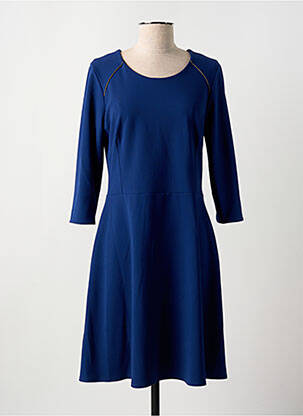 Robe mi-longue manches longues manches longues bleu GUY DUBOUIS femme