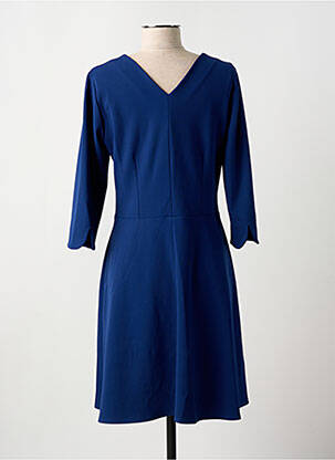 Robe mi-longue manches longues manches longues bleu GUY DUBOUIS femme