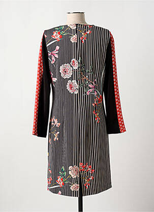 Robe mi-longue imprimé fleurs manches longues noir GUY DUBOUIS femme