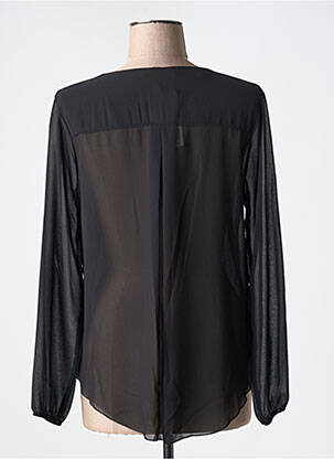 Chemisier tissage crêpe manches longues noir COULEURS DU TEMPS femme